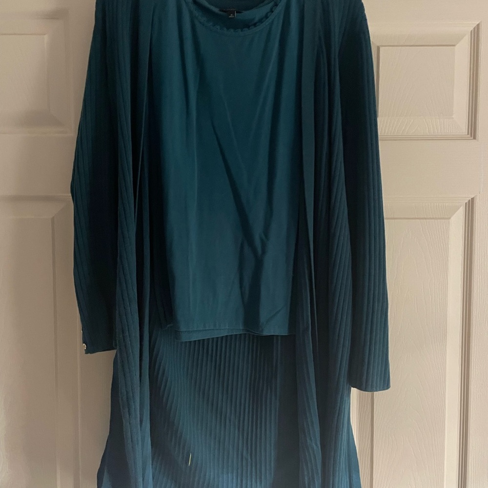 Talbots Teal Tank and Cardigan Set